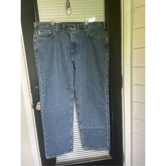 NWT Carhartt Men’s Straight Leg Relaxed Fit Jeans 44x32 - Picture 12 of 14